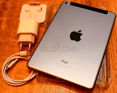iPad Mini 4,128GB,Wifi  Cellular, Space Grey With Case,EarPods 3.5MM  20W Fast Charger