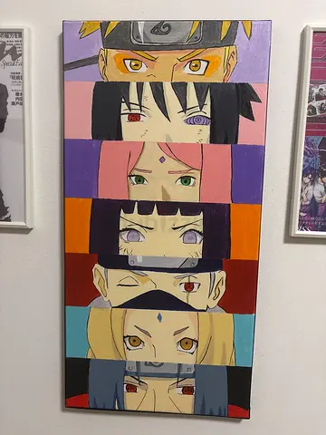 Hand-painted Naruto Character Panel Canvas Art (Vertical) - Set of Faces