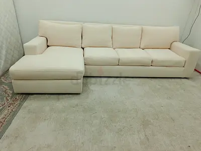 Very comfortable crate and barrel beige color lshape sofa