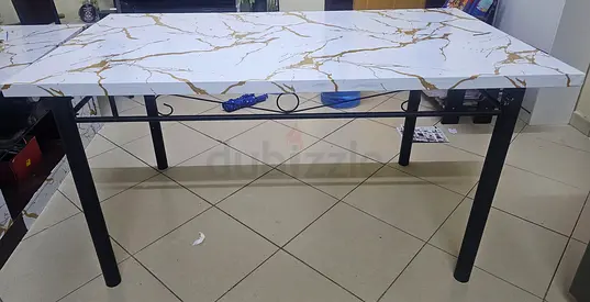 Used Dining Table with Metal Frame - 6 Seater