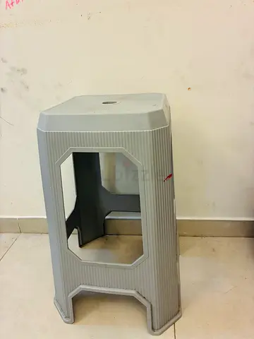 Sturdy Grey Plastic Stool / Small Side Table