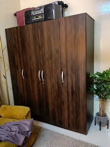 4-door Wooden Wardrobe / Armoire in Dark Walnut - Good Condition