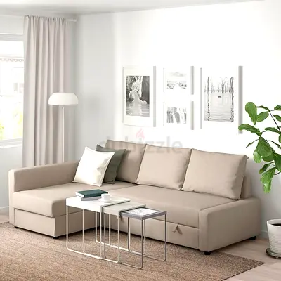 Beige L-Shaped Sofa Cum bed with Storage New Soft comfortable