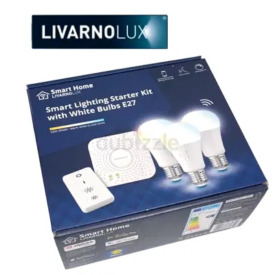 LivarnoLux Smart Lighting Starter Kit with 3 White E27 Bulbs Hub
