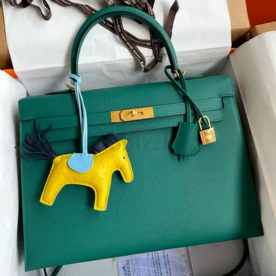 Hermes Kelly Sellier 35 In Malachite Epsom Calfskin