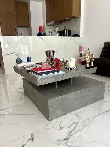 Modern Modular Concrete-Style Coffee Table (Rectangular, Two-Tier)