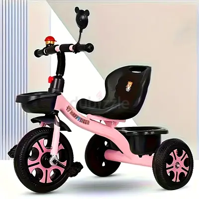 Brand New Pink 3-Wheel Toddler Tricycle with Rear Storage and Parent Handle - Easy mounting