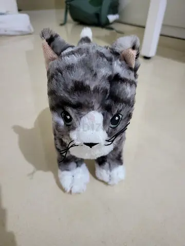 Plush Grey Tabby Cat Soft Stuffed Animal -  Excellent Condition