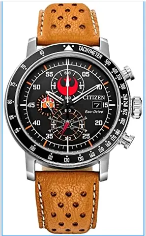 Citizen Eco-Drive Mens Chronograph Watch with Brown Leather Strap
