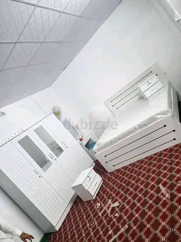 White Bedroom Bed with Wardrobe, Nightstand and Dressing Table -