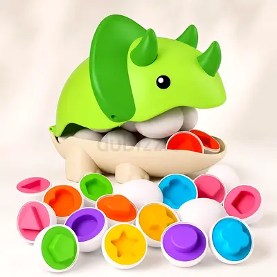 Dinosaur Shape Sorter Toy with Colorful Eggs - Early Learning