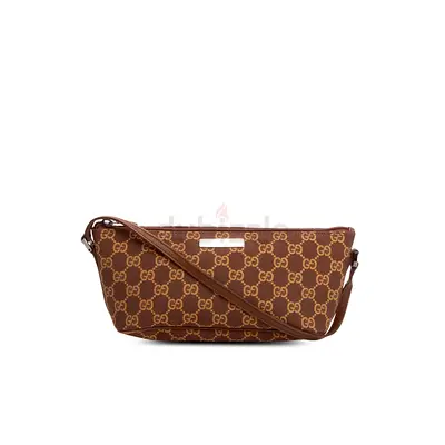 Authentic Gucci Brown GG Canvas Boat Pochette