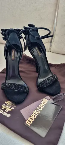 Roberto Cavalli Black Embellished High Heels 38