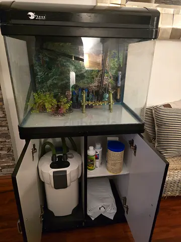 Fish Aquarium with Cabinet and Accessories