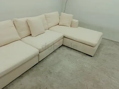 Marina home beige color feather 🪶 filled lshape sofa