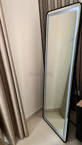 Full-Length LED Lighted Standing Mirror - Black Frame