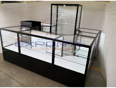 Modern Black Glass Retail Showcase