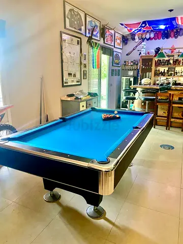 7ft Knightshot Slate pool table with wall-mounted billiard cue rack with 4 cues and triangle  Balls