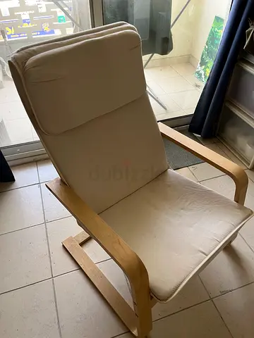 IKEA Beige Poäng-style Lounge Chair with Wooden Frame - Good Condition
