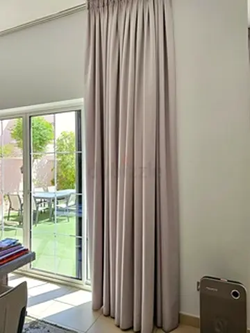 Silk Gray Curtains with Blackout (W4m x H3.5m) x 4 Pcs