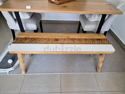 Solid Wood Dining Bench - Rustic Two-Tone Finish