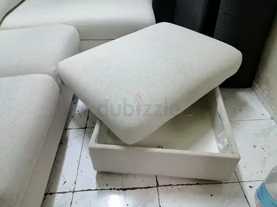 Vimle Ikea Light beige upholstered ottoman with storage - single piece