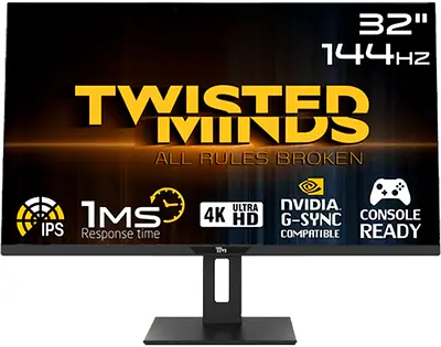 Twisted Minds 32 UHD, 144Hz, 1ms, HDMI 2.1 Gaming Monitor - TM32DUI