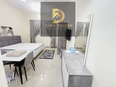 Studio apartment for rent in Al Nahda, furnished with hotel-style furniture.