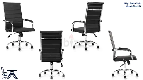 Slim HB High Back Office Chair in Black Leatherette