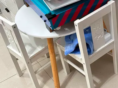 Home box study table and Ikea chairs