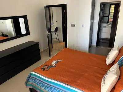 Queen bed with mattress and matching dresser in good condition