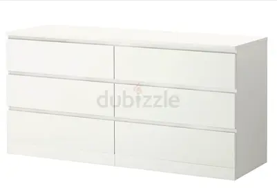 White 6-Drawer Dresser / Chest - Modern, Good Condition