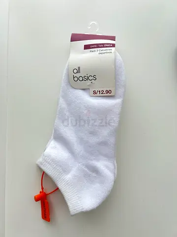 Pack of 3 white no-show ankle socks - with cushion