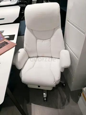 Ergonomic White Faux Leather Office Chair with High Back