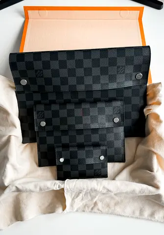 Louis Vuitton Alpha Pochette Trio Damier Graphite NEW UNUSED FULLSET