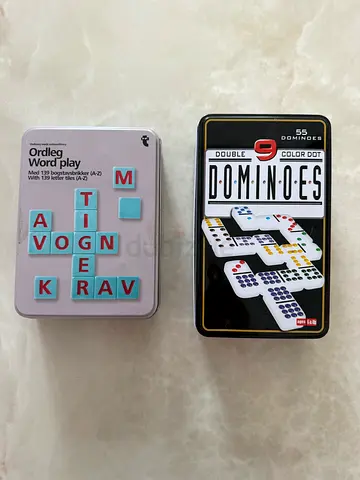 Set of Travel Dominoes and Pocket Word Game - Used, Complete