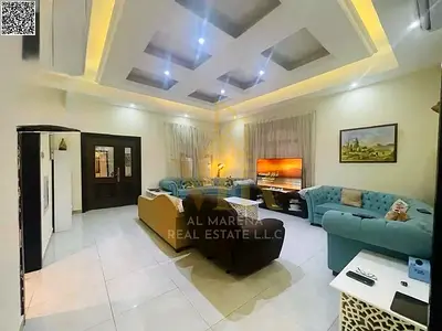 A villa with all electricity, water and air conditioning fees included, on the main street, ready to move in, in the most prestigious areas of Ajman,