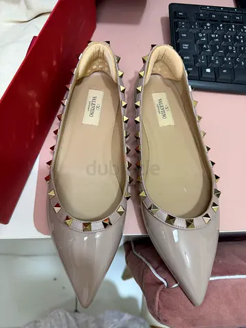 Patent Rockstud Ballet Flat Poudre