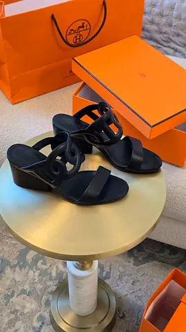 Black leather Hermes sandals, size unknown — gently used