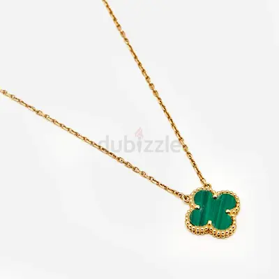 Van Cleef Arpels Vintage Alhambra Malachite 18k Yellow Gold Pendant Necklace