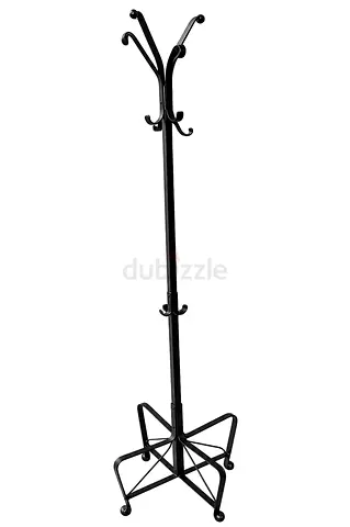 Black Metal Freestanding Coat Rack with Multiple Hooks