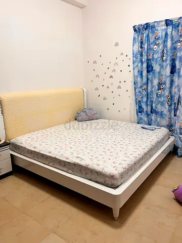 Super king (200x200cm) size bed frame with mattress and protector - as good as new condition