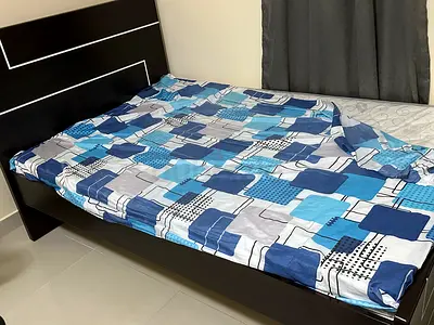 Single bed frame with headboard - dark wood finish