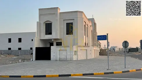 Corner villa for sale in Al-Haliyo 1 – Two floors | 4 master bedrooms + Majlis + Living room + Open kitchen to the living room, price including regist