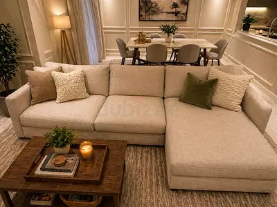 Premium Quality CrateBarrel Lounge Deep feather filled L Shape Sofa Beige