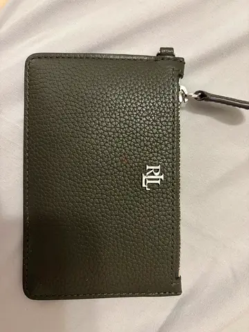 Lauren Ralph Lauren Black Leather Zip Card Holder / Wallet