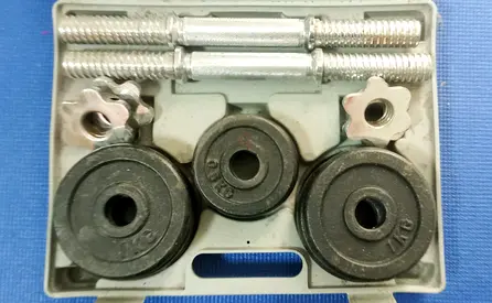 15Kg Adjustable dumbbell set with plates and collars - compact kit