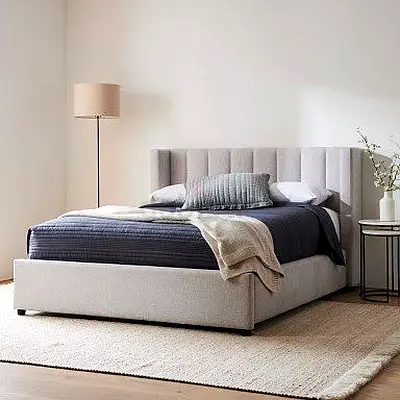 Brand new cat fabric bed frame — light grey