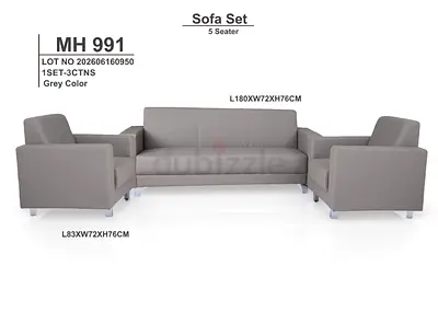 Grey 5-Seater Sofa Set MH 991 (3-Piece) - Good Condition