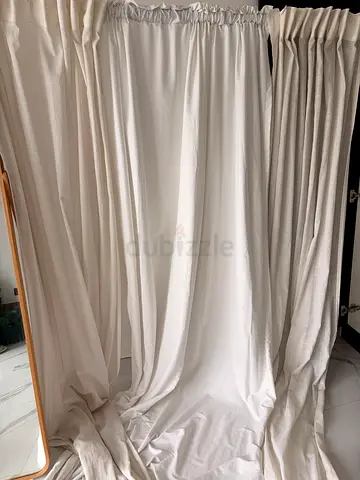 Elegant Linen-Style Curtains - set of 3, gently used
